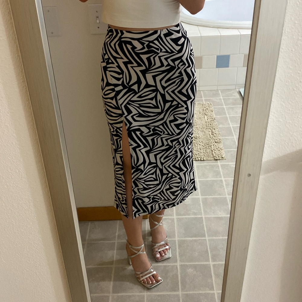 Black and White Midi Skirt